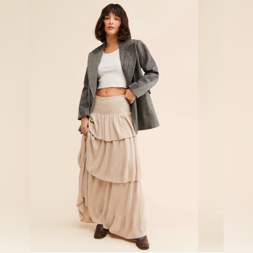 Free People Ruffle Knit Maxi, Size Small - Picture 3 of 6
